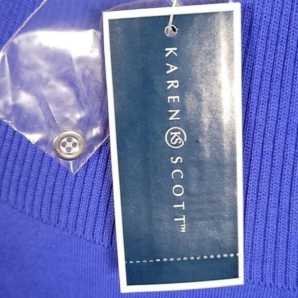 Karen Scott Cotton Shawl-Collar Button Top Sz XS - Picture 10 of 13